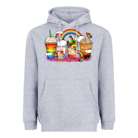 Heather Grey rainbow coffee cups Heavyweight Hoodie - Zillion Design Studio