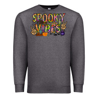 Charcoal Heather spooky vibes Premium Sweatshirt - RacoonDesign