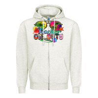 Oatmeal Heather teacher off duty Zipper Hoodie - Zillion Design Studio