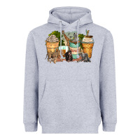 Heather Grey safari animals coffee cups Heavyweight Hoodie - Zillion Design Studio