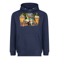 Navy safari animals coffee cups Heavyweight Hoodie - Zillion Design Studio