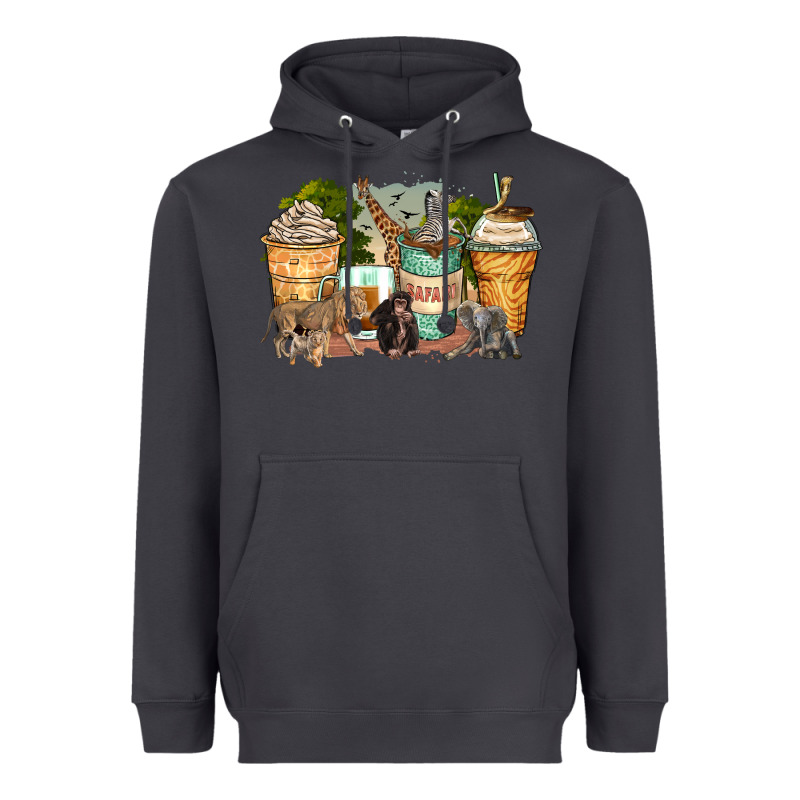 Safari Animals Coffee Cups Heavyweight Hoodie by Zillion Design Studio | Teevron