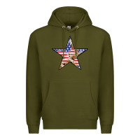 Army Green American Flag Star Premium Hoodie - LillyAllenDesigns