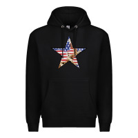 Black American Flag Star Premium Hoodie - LillyAllenDesigns