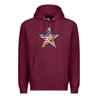 Burgundy American Flag Star Premium Hoodie - LillyAllenDesigns
