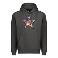 Charcoal Heather American Flag Star Premium Hoodie - LillyAllenDesigns