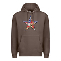 Coffee American Flag Star Premium Hoodie - LillyAllenDesigns