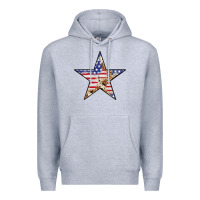 Heather Grey American Flag Star Premium Hoodie - LillyAllenDesigns