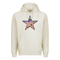 Oatmeal Heather American Flag Star Premium Hoodie - LillyAllenDesigns