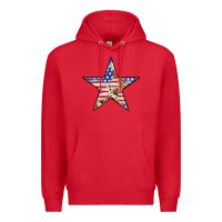 Red American Flag Star Premium Hoodie - LillyAllenDesigns