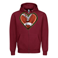 Burgundy football heart Zipper Hoodie - texasbilliewilder
