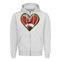 Dove Grey football heart Zipper Hoodie - texasbilliewilder