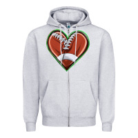 Heather Grey football heart Zipper Hoodie - texasbilliewilder