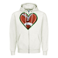 Oatmeal Heather football heart Zipper Hoodie - texasbilliewilder