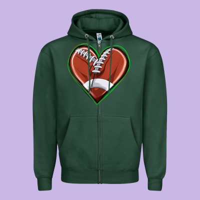 Football Heart Zipper Hoodie Designed By Texasbilliewilder