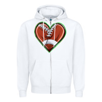 White football heart Zipper Hoodie - texasbilliewilder