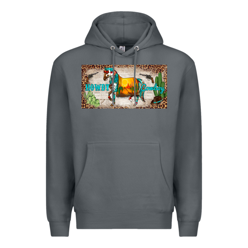 Western Howdy Cowboy Horse Sunset Weapon Cactus Leopard  License Plate Premium Hoodie by BarkalooDesign | Teevron