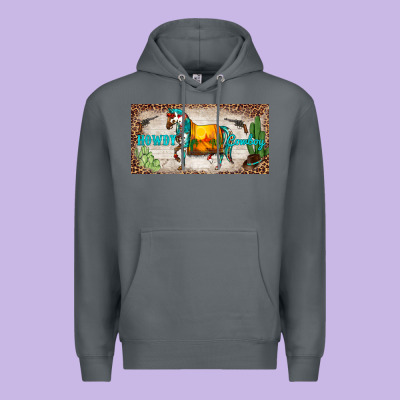 Western Howdy Cowboy Horse Sunset Weapon Cactus Leopard  License Plate Premium Hoodie Designed By Barkaloodesign