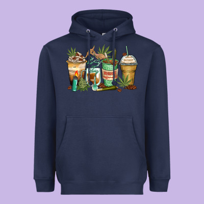 Highly Caffeinated Coffee Cups Heavyweight Hoodie Designed By Zillion Design Studio