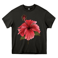 Asphalt Puerto Rican Hibiscus Flower Illustrations Heavy Core Tee - LillyAllenDesigns