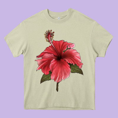 Puerto Rican Hibiscus Flower Illustrations Heavy Core Tee Designed By Lillyallendesigns