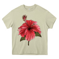 Mossy Puerto Rican Hibiscus Flower Illustrations Heavy Core Tee - LillyAllenDesigns