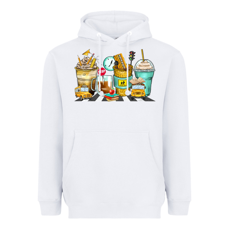 School Bus Coffee Cups Heavyweight Hoodie by Zillion Design Studio | Teevron