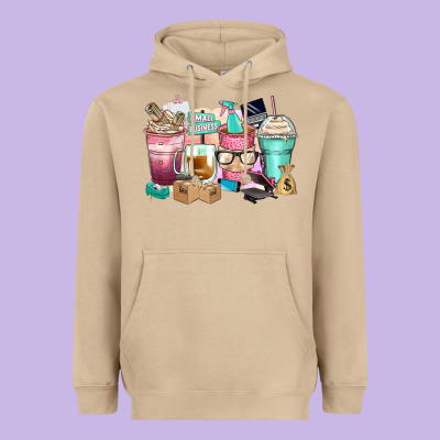 Small Business Coffee Cups Heavyweight Hoodie Designed By Zillion Design Studio