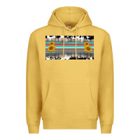 Antique Gold western cowhide serape sunflower mama license plate Premium Hoodie - BarkalooDesign