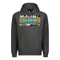 Charcoal Heather western cowhide serape sunflower mama license plate Premium Hoodie - BarkalooDesign