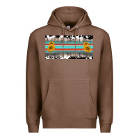 Chestnut western cowhide serape sunflower mama license plate Premium Hoodie - BarkalooDesign