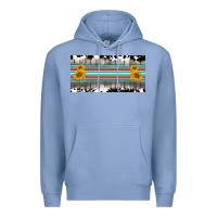 Colony Blue western cowhide serape sunflower mama license plate Premium Hoodie - BarkalooDesign