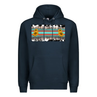 Navy western cowhide serape sunflower mama license plate Premium Hoodie - BarkalooDesign