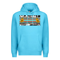 Ocean Blue western cowhide serape sunflower mama license plate Premium Hoodie - BarkalooDesign
