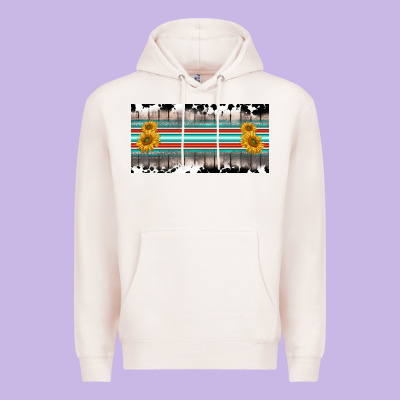 Western Cowhide Serape Sunflower Mama License Plate Premium Hoodie Designed By Barkaloodesign