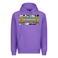 Purple western cowhide serape sunflower mama license plate Premium Hoodie - BarkalooDesign