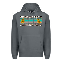 Rock western cowhide serape sunflower mama license plate Premium Hoodie - BarkalooDesign