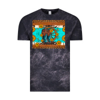 Cloud Black cowboy boots and sunflowers turquoise leopard background Vintage Tee - Artiststas