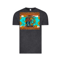 Vintage Black cowboy boots and sunflowers turquoise leopard background Vintage Tee - Artiststas