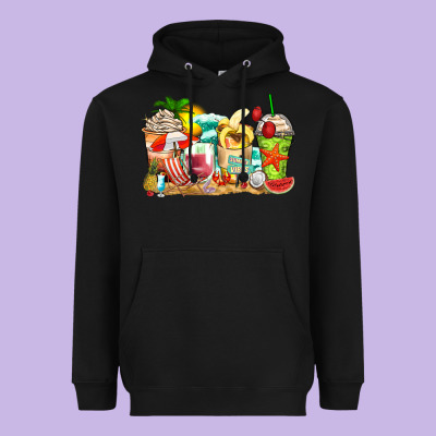 Summer Vibes Coffee Cups Heavyweight Hoodie Designed By Zillion Design Studio