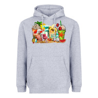 Heather Grey summer vibes coffee cups Heavyweight Hoodie - Zillion Design Studio