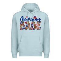 Blue Mist american babe Premium Hoodie - LillyAllenDesigns