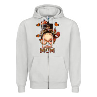 Dove Grey football messy bun mom Zipper Hoodie - texasbilliewilder