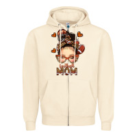 Football Messy Bun Mom Zipper Hoodie | Teevron
