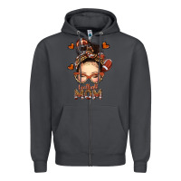 Smoke football messy bun mom Zipper Hoodie - texasbilliewilder