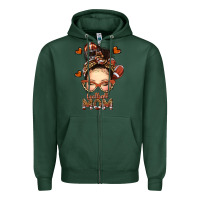 Sports Green football messy bun mom Zipper Hoodie - texasbilliewilder