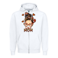 White football messy bun mom Zipper Hoodie - texasbilliewilder