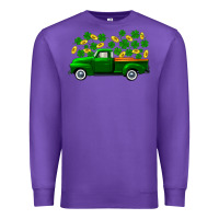 Purple st patricks shamrock gold truck Premium Sweatshirt - FaDigitalArtStudio
