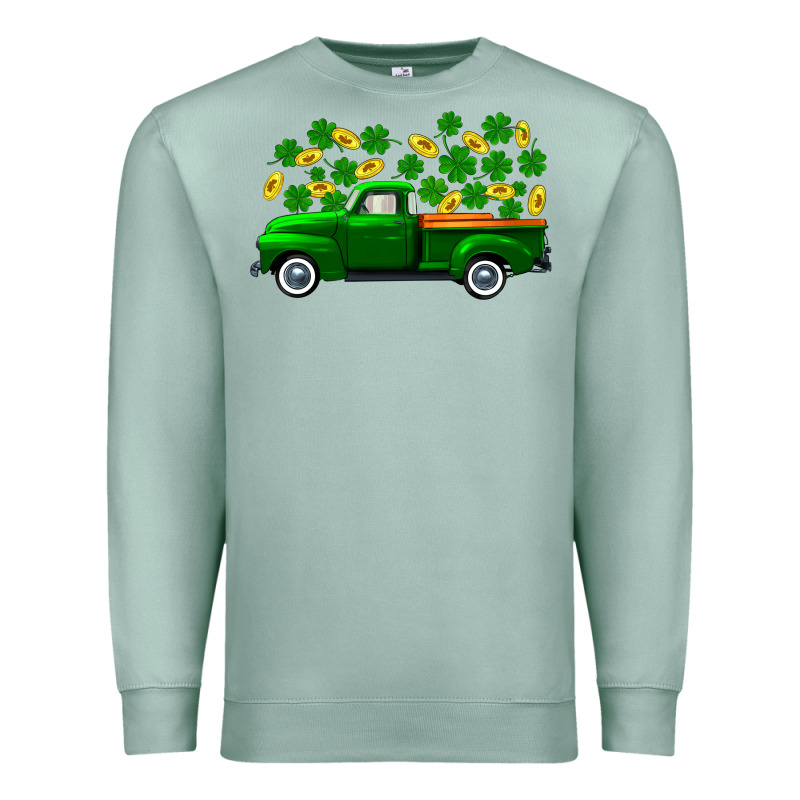St Patricks Shamrock Gold Truck Premium Sweatshirt by FaDigitalArtStudio | Teevron