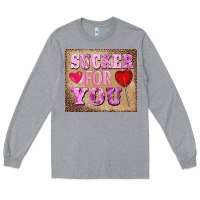 Heather Grey valentine's day sucker for you Long Sleeve Tee - BarkalooDesign